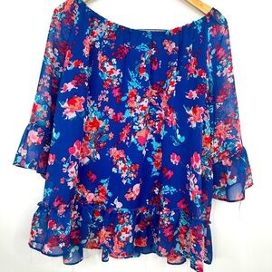 Massini floral tunic 3/4 bell sleeve size 2x
